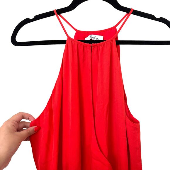 PARKER Williame‎ Silk Halter Mini Dress Red Sz Medium - Picture 4 of 5